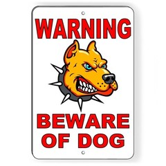 Warning Beware Of Dog 8″ x 12″ Sign doberman security attack guard bite BD015