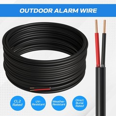 Outdoor Alarm Cable 500ft Solid CL2 Rated 18/2 AWG CCA Security Wire