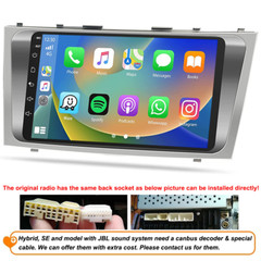 For Toyota Camry 2007-2011 Android 13 Apple CarPlay Car Stereo Radio GPS +Camera