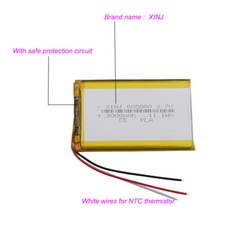 3.7V 3000mAh 11.1Wh Li Battery 605080 LiPo 3-Wires NTC For GSP Tablet PC e-book