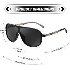 FEISEDY Polarized Sunglasses Men Mirrored One 58mm, Black Frame and Grey Lens