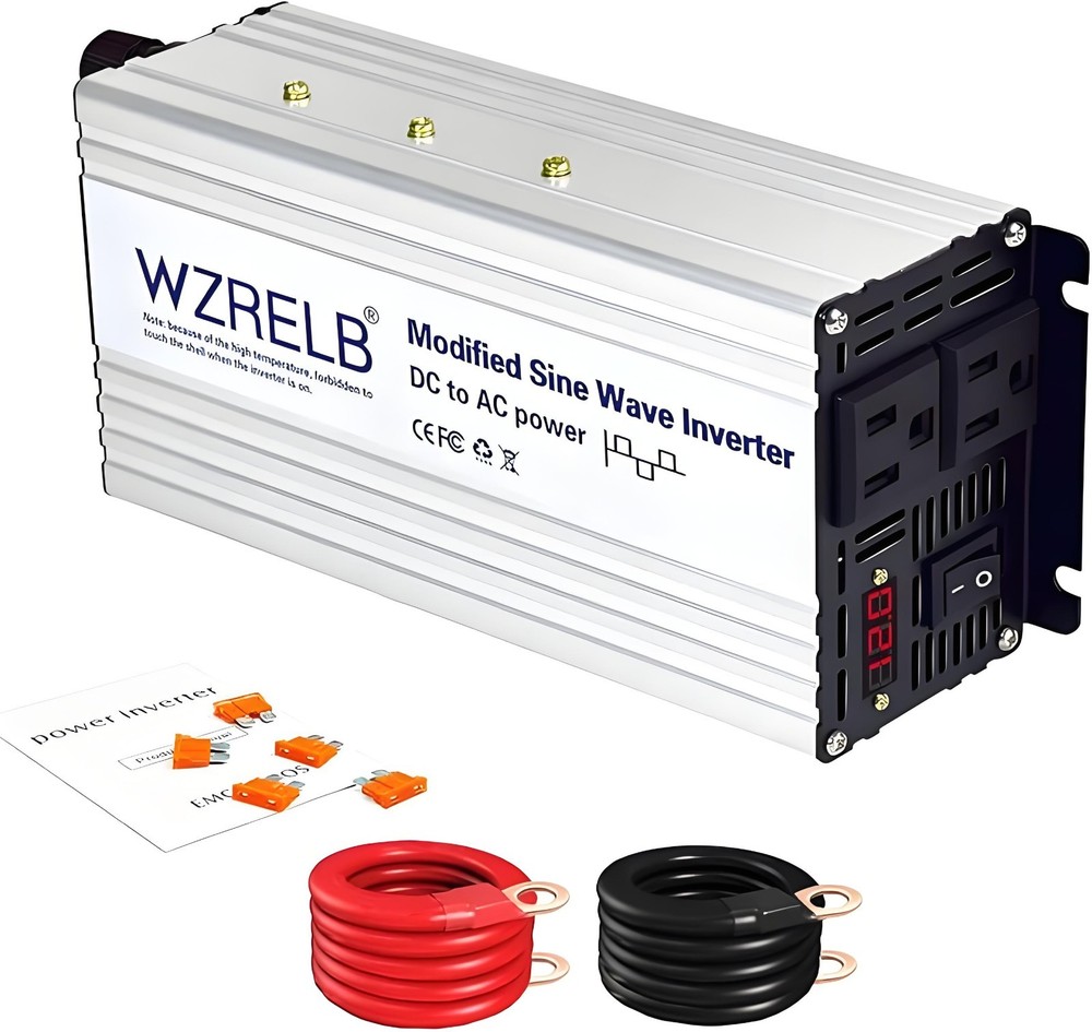 1200W Power Inverter 12/24V DC to 110V 120V AC Peak 2400W Vehicle RV Emergency