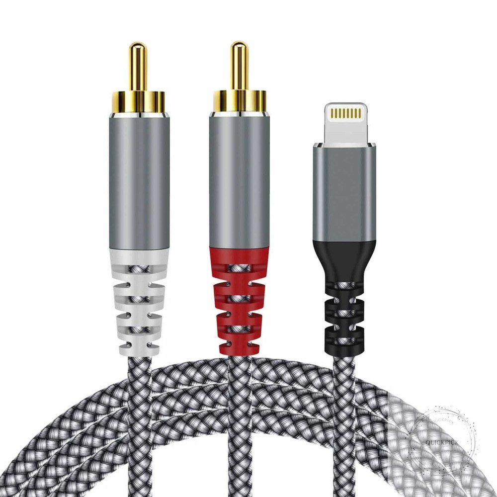 [MFi Certified] Compatible with Lightning to RCA Cable Audio Adapter, 4FT iOS to