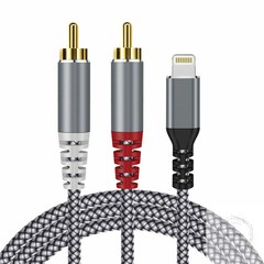 [MFi Certified] Compatible with Lightning to RCA Cable Audio Adapter, 4FT iOS to