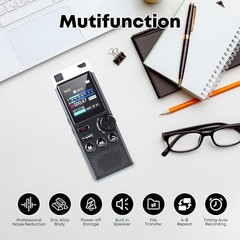 WUCOTC Digital Voice Recorder 264GB Voice Activated MP3 Playback Black