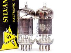 Nice Tested Pair of Early 1950’s Sylvania 12AX7/ECC83 Black Plates Vacuum Tubes
