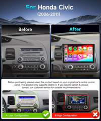 Android13 Carplay For Honda Civic 2006 2007 2008 2009 -2011 Car Radio GPS Stereo