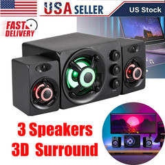 2.1 Channel Desktop Speakers RGB USB 3.5mm AUX for PC Laptop Gaming Bass Control