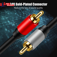 2RCA to 2RCA Cable 10Ft, Gold-Plated 2 RCA Male to 2 RCA Male Stereo Audio Cable
