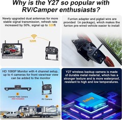 RV Backup Camera Wireless Plug and Play: Pre-Wired for Furrion System Recordi…