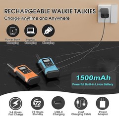Walkie Talkies Long Range Rechargeable 22 Channel Noise Reduction 2Pcs Adult Use