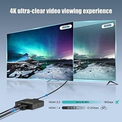 HDMI Splitter 1 in 2 Out 60Hz – HDCP Bypass 2.3, HDR, Dolby/DTS 5.1/7.1 – Compat