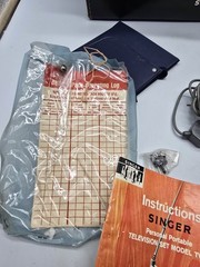 Vintage Singer Model TV-6U Mini Portable Television with Case & Some Accessories