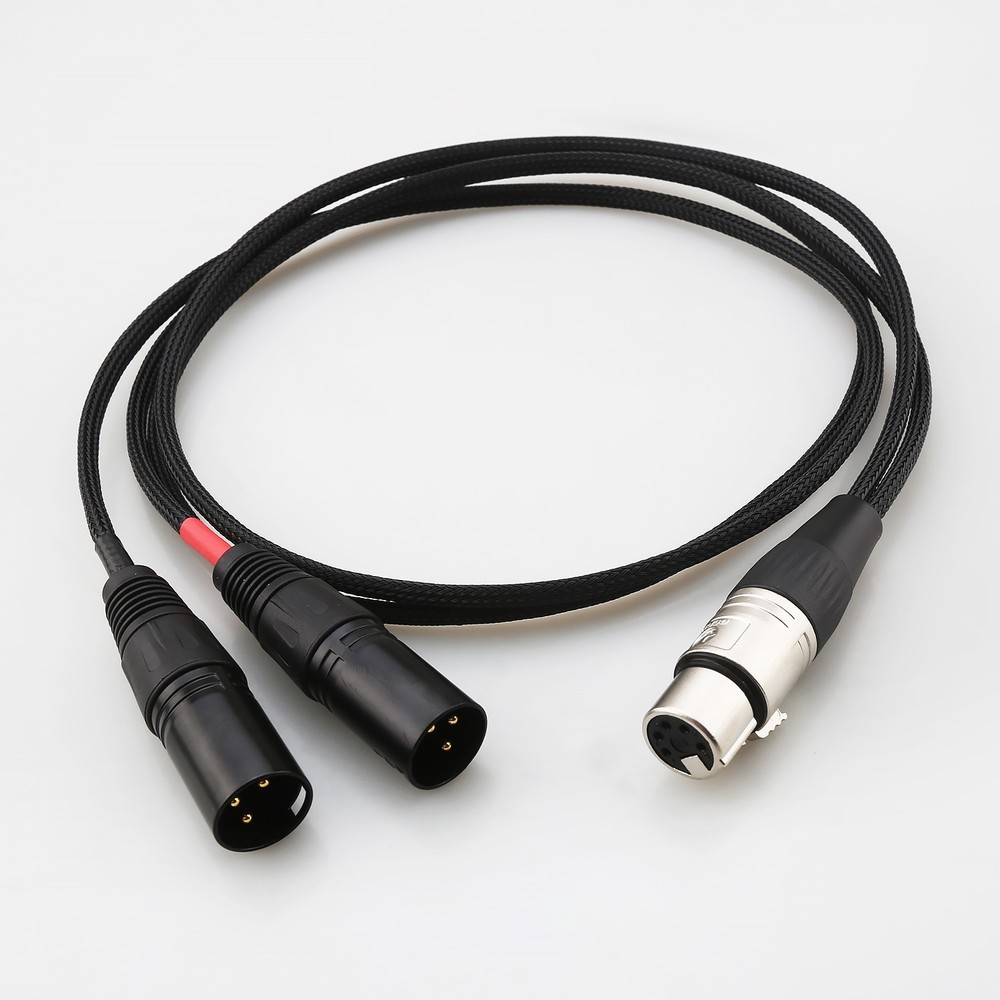 XLR 5-Pin Female to 2x 3-Pin Male Stereo or Dual-Elements Microphone Cable