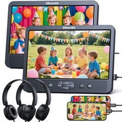 2×10.5″ Portable Dual DVD Player Car Headrest 1080P Video Battery USB SD Headset