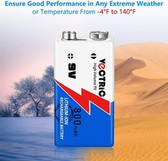 9V Rechargeable Li-ion Batteries 800mAh 9 Volt Lithium-ion 3 Packs with Charger