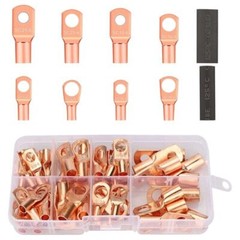 140PCS Copper Lugs Ring Terminals Bare Battery Welding Crimp Wire Connectors Kit