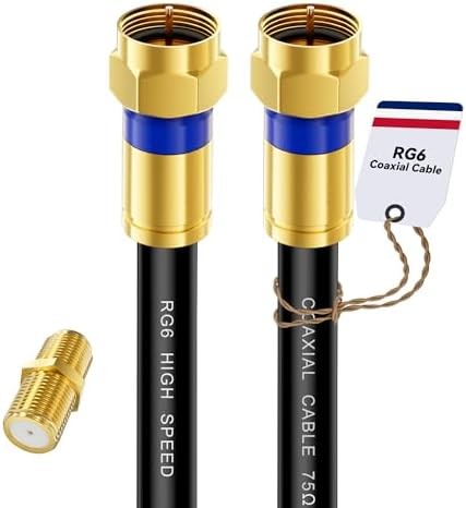 Coaxial Cable 3ft/6ft/10ft/15ft/25ft/50ft/60ft/75ft/100ft, RG6 Coax Cable Extend