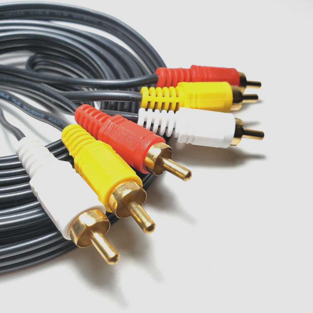 10ft 3-RCA Red White Yellow Composite Audio Video AV Cable Cord VCR DVD TV