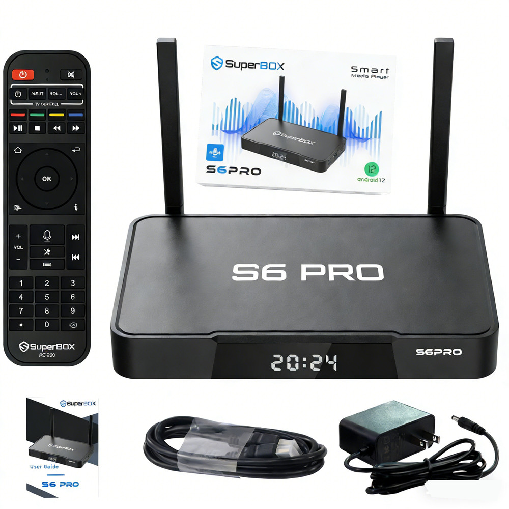 SuperBox S6 PRO Fully Loaded,2025 Newest Pack,4G+64G Powerful Smart Box