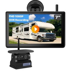 Solar Magnetic Wireless Backup Camera 1080P Monitor TouchScreen Car Truck Camper