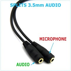 3.5mm AUX Audio Mic Splitter 1 Male to 2 Female Gold Plated Headphone Cable