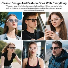 Smart Glasses for Men Women, Open Ear Audio Design, Color-Change Lenses, Supp…
