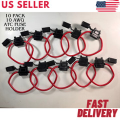 10 PACKS 10 GAUGE ATC FUSE HOLDER IN-LINE AWG WIRE COPPER 12 VOLT POWER BLADE