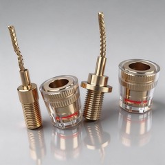 4pcs Pin to Banana Female Speaker Cable Adapter HIFI Audio Gold Plated Connector