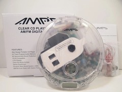 Amp’d Clear Portable Walkman CD Player+ earbuds AM FM Radio With 20 Track Memory