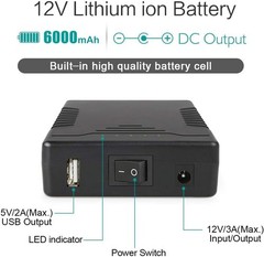 TalentCell Rechargeable 12V 6000mAh/5V 12000mAh DC Output Lithium ion Battery…