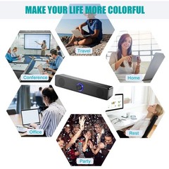 Stereo Bass Sound Computer Speakers 3.5mm USB Wired Soundbar for Desktop Laptop