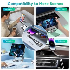 Magnetic 2-IN-1 Right Angle Lightning to 3.5mm Audio Jack Headphone and Charg…