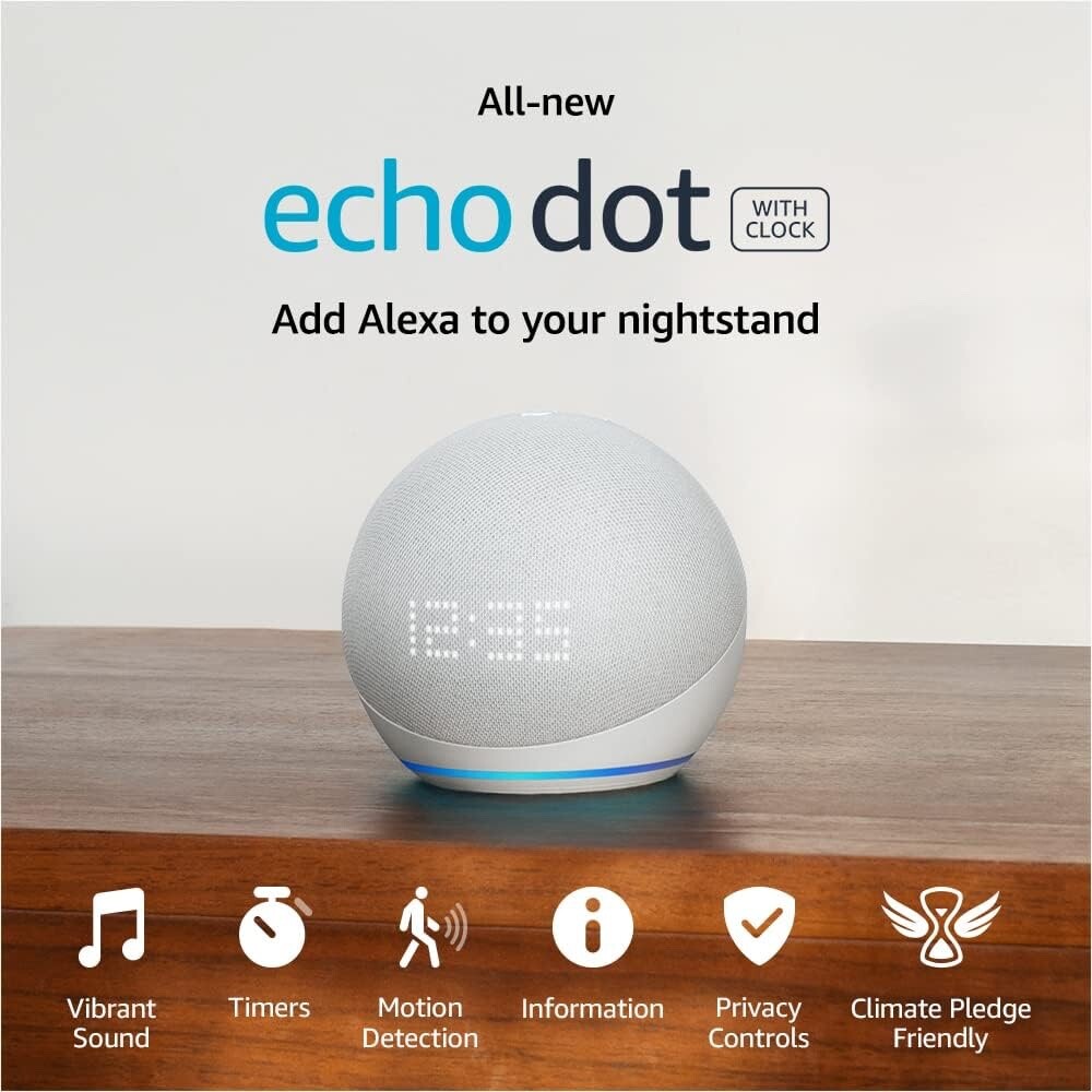 NEW Echo Dot Smart speaker with Alexa and Clock – Random Colors!! w/ LED CLOCK