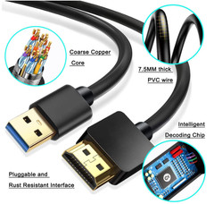 USB to HDMI Adapter Cable, USB 3.0 to HDMI Cable Male HD 1080P Monitor Display A