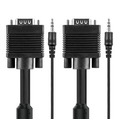 15’FT SVGA Super VGA M Male to Male Cable with 3.5mm Audio for Monitor TV 15FT