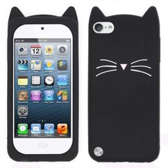 For iPod Touch 5th 6th 7th Gen – SOFT SILICONE RUBBER CASE BLACK CAT KITTY EARS
