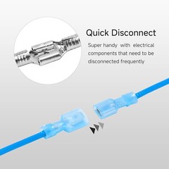Male Spade Terminals Crimp Connectors Insulated 16-14 AWG Blue 50/100/150PCS