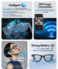 AI Smart Glasses Gradient Lenses Men Women 8MP Camera 4K HD Video Recorder
