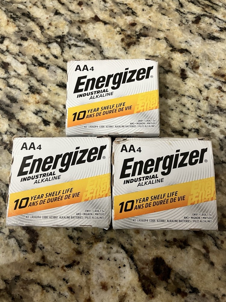 12 Energizer Industrial AA Alkaline Batteries (EN91, LR6)