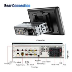 9″ Single 1DIN Rotatable Car Stereo MP5 Radio CarPlay Android auto Head Unit FM