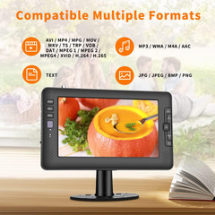 9″ IPS Screen Portable TV with Digital ATSC Tuner, USB Port, AV Input, Built-In