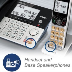 VTech – DECT 6.0 2 Handsets Corded Cordless Phone w/ Answering Machine, VG208-2