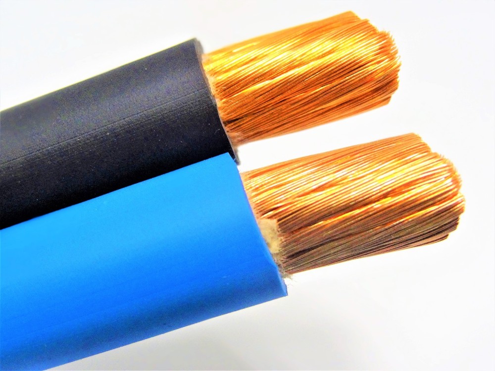 500 FT 1/0 AWG WELDING/BATTERY CABLE 250 BLACK 250 BLUE 600V MADE IN USA COPPER