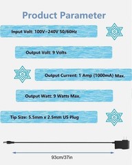 Universal Ac Adapter Power Supply 100-240v 50/60hz 1a Dc 9v Transformer & …