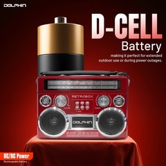 Dolphin Retro Radio SP-411BT AM FM SW Bluetooth Rechargeable Red-FREE SHIPPING