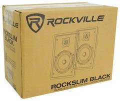 2 Rockville RockSlim Black Home Theater 5.25″ 240w Easy Wall Mount Slim Speakers