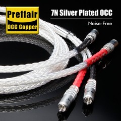 Pair 7N Silver Plated OCC Copper Wire HiFi Audio Signal Interconnect 2RCA Cable