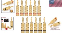 6 Pairs 24K Gold Banana Plugs for Secure Speaker Connections – Pure Copper