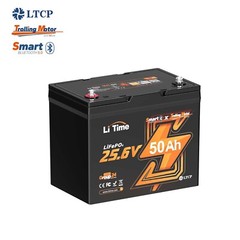 Refurbished LiTime 24V 50Ah TM Bluetooth LiFePO4 Lithium Battery For Marine Boat